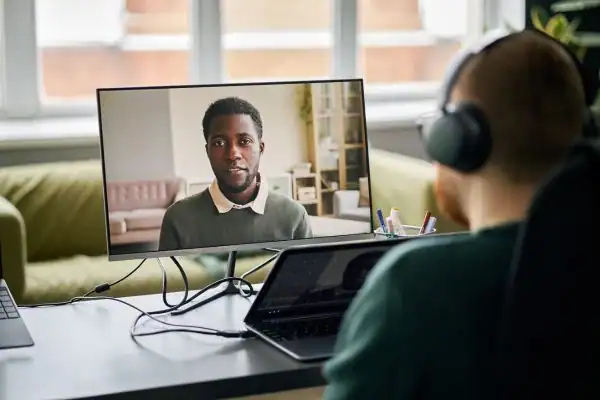 Man attending online mediation Lancaster MIAMS session